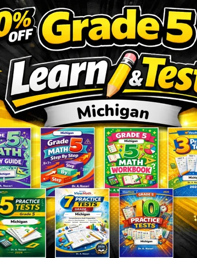 Michigan M-STEP Grade 5 Math Learn & Test Bundle: 3 Guides, Workbook & 25 Tests