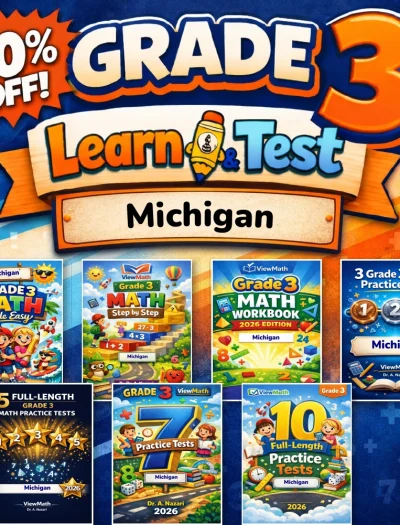 Michigan M-STEP Grade 3 Math Learn & Test Bundle: 3 Guides, Workbook & 25 Tests