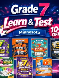 Minnesota MCA Grade 7 Math Learn & Test Bundle: 3 Guides, Workbook & 25 Tests