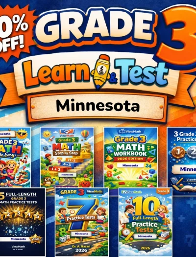 Minnesota MCA Grade 3 Math Learn & Test Bundle: 3 Guides, Workbook & 25 Tests