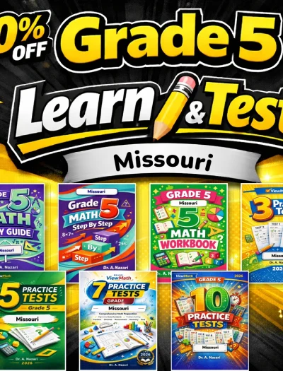Missouri MAP Grade 5 Math Learn & Test Bundle: 3 Guides, Workbook & 25 Tests