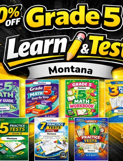 Montana MontCAS Grade 5 Math Learn & Test Bundle: 3 Guides, Workbook & 25 Tests
