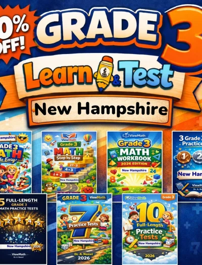New Hampshire NH SAS Grade 3 Math Learn & Test Bundle: 7 Books & 25 Tests