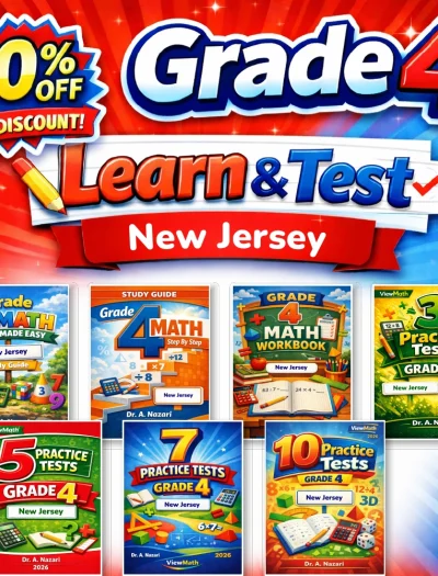 New Jersey NJSLA Grade 4 Math Learn & Test Bundle: 3 Guides, Workbook & 25 Tests