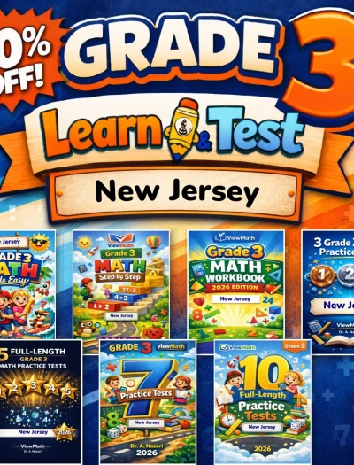 New Jersey NJSLA Grade 3 Math Learn & Test Bundle: 3 Guides, Workbook & 25 Tests