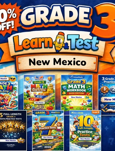 New Mexico NM-MSSA Grade 3 Math Learn & Test Bundle: 7 Books & 25 Tests