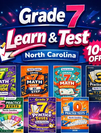 North Carolina NC EOG Grade 7 Math Learn & Test Bundle: 7 Books & 25 Tests