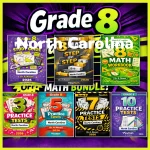 North Carolina NC EOG Grade 8 Math Learn & Test Bundle: 7 Books & 25 Tests