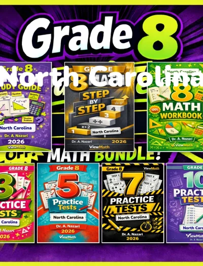 North Carolina NC EOG Grade 8 Math Learn & Test Bundle: 7 Books & 25 Tests
