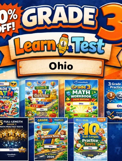 Ohio OST Grade 3 Math Learn & Test Bundle: 3 Guides, Workbook & 25 Tests