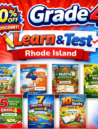Rhode Island RICAS Grade 4 Math Learn & Test Bundle: 7 Books & 25 Tests