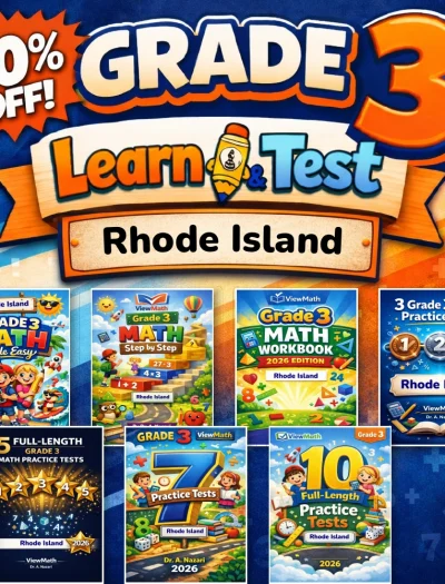 Rhode Island RICAS Grade 3 Math Learn & Test Bundle: 7 Books & 25 Tests