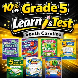 South Carolina SC READY Grade 5 Math Learn & Test Bundle: 7 Books & 25 Tests