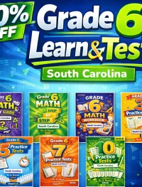 South Carolina SC READY Grade 6 Math Learn & Test Bundle: 7 Books & 25 Tests