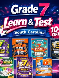 South Carolina SC READY Grade 7 Math Learn & Test Bundle: 7 Books & 25 Tests