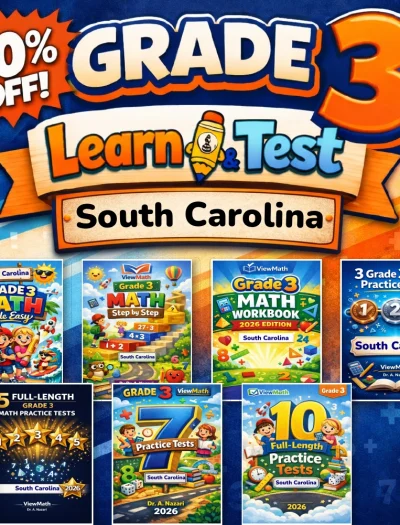 South Carolina SC READY Grade 3 Math Learn & Test Bundle: 7 Books & 25 Tests