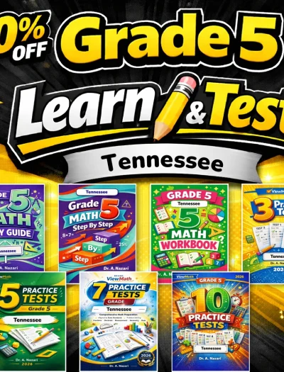 Tennessee TCAP Grade 5 Math Learn & Test Bundle: 3 Guides, Workbook & 25 Tests
