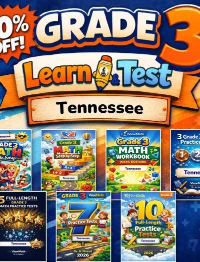 Tennessee TCAP Grade 3 Math Learn & Test Bundle: 3 Guides, Workbook & 25 Tests
