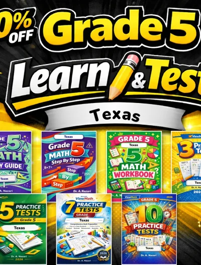 Texas STAAR Grade 5 Math Learn & Test Bundle: 3 Guides, Workbook & 25 Tests