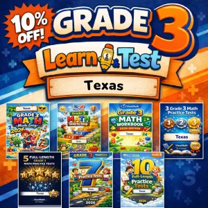 Texas STAAR Grade 3 Math Learn & Test Bundle: 3 Guides, Workbook & 25 Tests