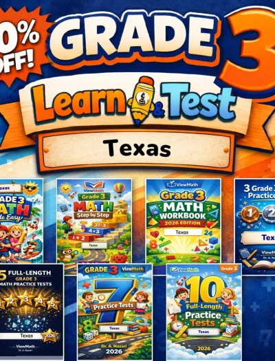 Texas STAAR Grade 3 Math Learn & Test Bundle: 3 Guides, Workbook & 25 Tests