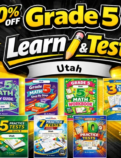 Utah RISE Grade 5 Math Learn & Test Bundle: 3 Guides, Workbook & 25 Tests
