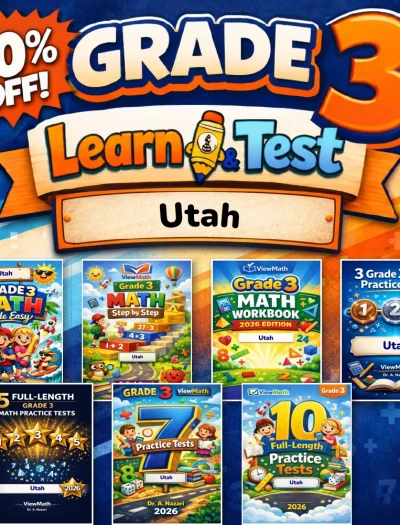Utah RISE Grade 3 Math Learn & Test Bundle: 3 Guides, Workbook & 25 Tests