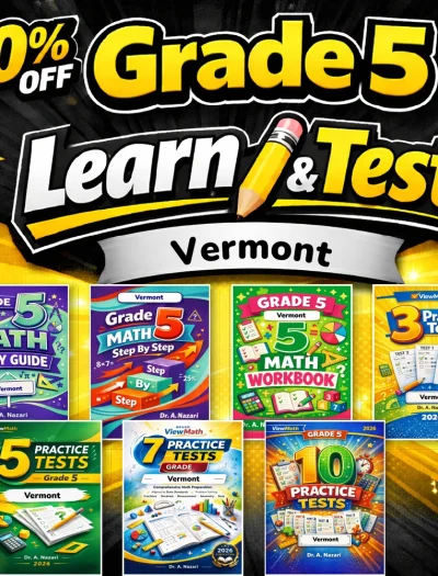 Vermont SBAC Grade 5 Math Learn & Test Bundle: 3 Guides, Workbook & 25 Tests