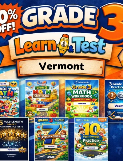 Vermont SBAC Grade 3 Math Learn & Test Bundle: 3 Guides, Workbook & 25 Tests