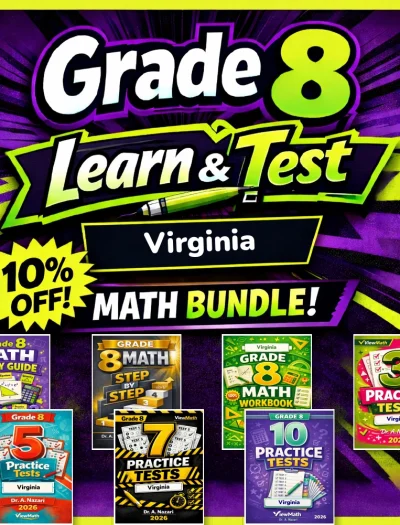 Virginia SOL Grade 8 Math Learn & Test Bundle: 3 Guides, Workbook & 25 Tests