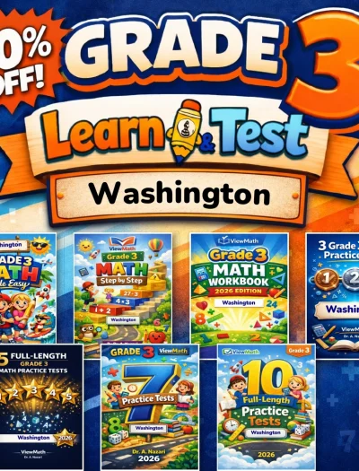 Washington SBA Grade 3 Math Learn & Test Bundle: 3 Guides, Workbook & 25 Tests