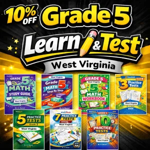 West Virginia WVGSA Grade 5 Math Learn & Test Bundle: 7 Books & 25 Tests