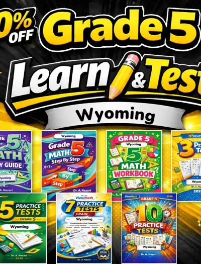 Wyoming WY-TOPP Grade 5 Math Learn & Test Bundle: 3 Guides, Workbook & 25 Tests