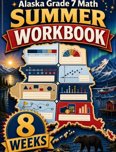 Alaska AK STAR Grade 7 Math Summer Review Workbook