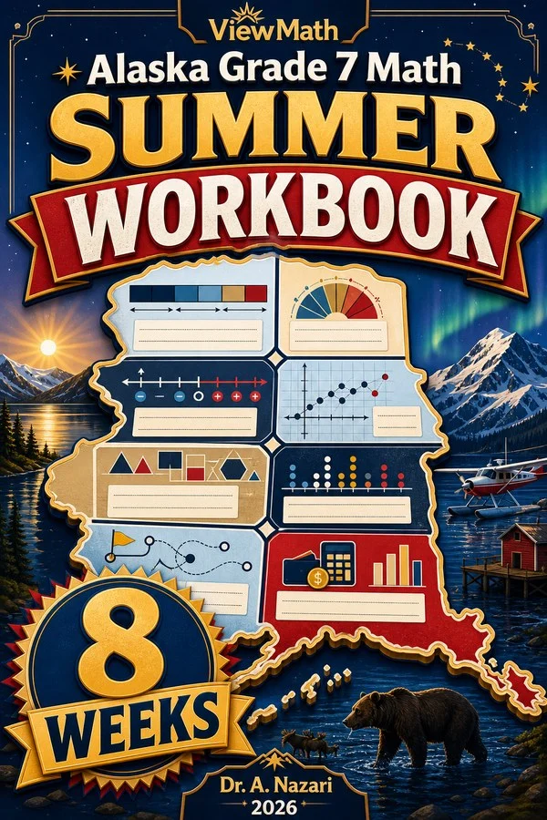 Alaska AK STAR Grade 7 Math Summer Review Workbook