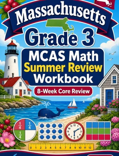 Massachusetts MCAS Grade 3 Math Summer Review Workbook