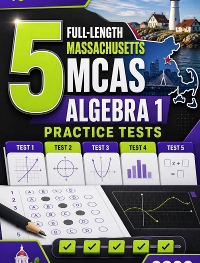 5 Full-Length Massachusetts MCAS Algebra 1 Math Practice Tests