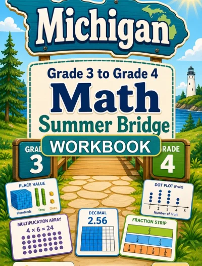 Michigan M-STEP Grade 3 Math Summer Bridge Workbook