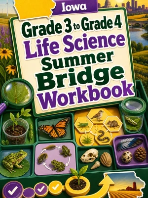 Iowa Grade 3 to Grade 4 Life Science Summer Bridge Workbook