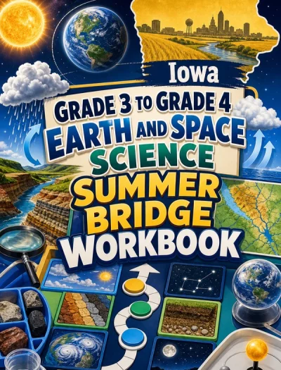 Iowa Grade 3 to Grade 4 Earth and Space Science Summer Bridge Workbook
