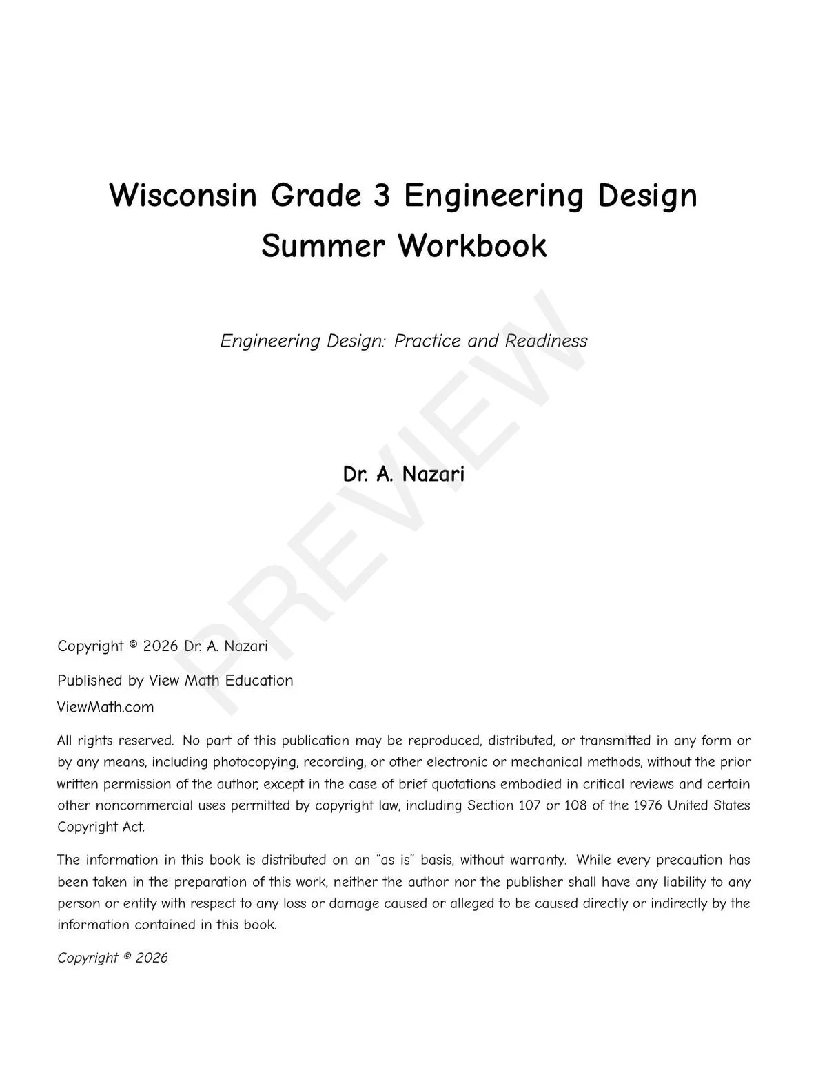 Interior preview page from Wisconsin Grade 3 Engineering Design Summer Workbook