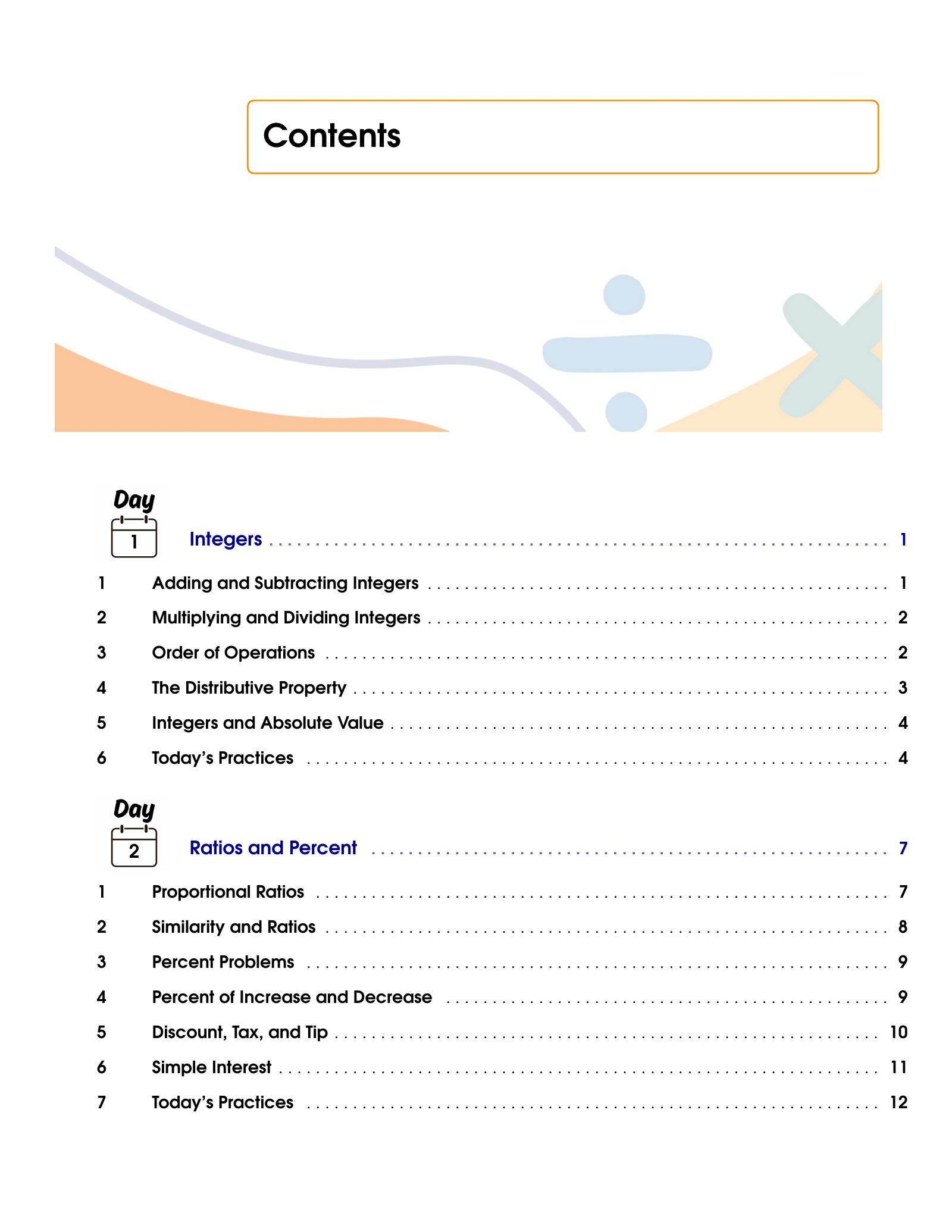 ViewMath book table of contents page