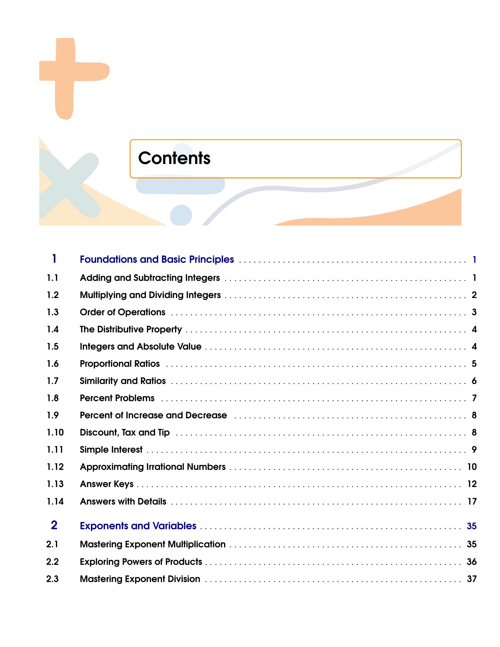ViewMath book table of contents page