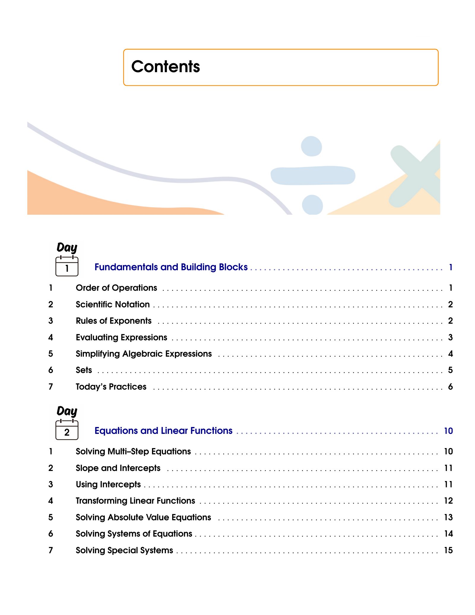 ViewMath book table of contents page