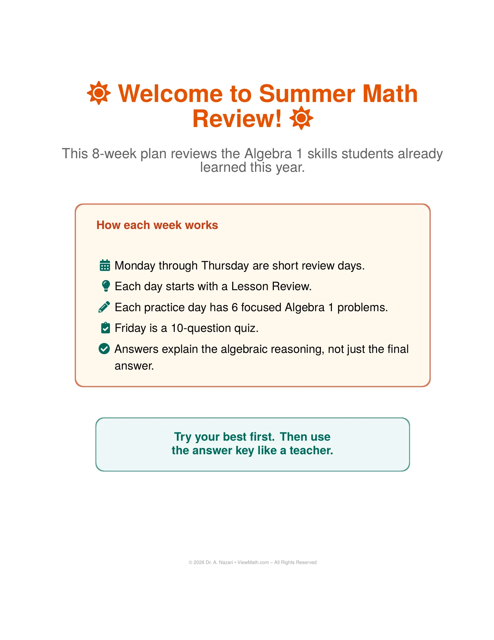 ViewMath book welcome and introduction page