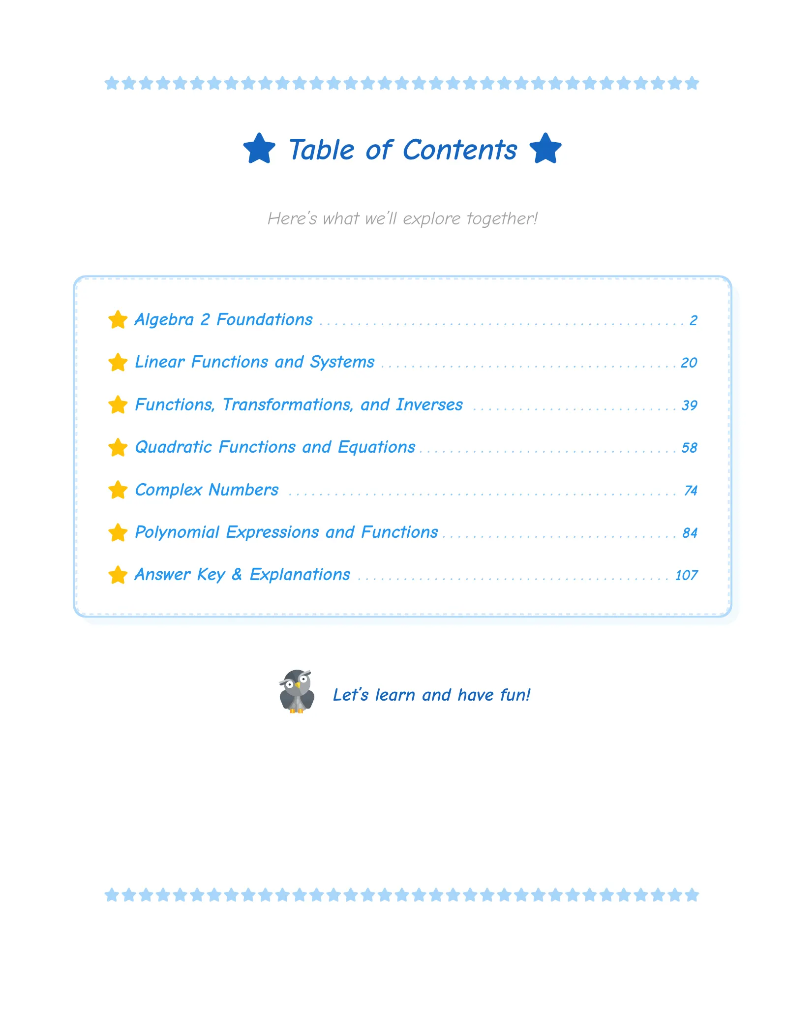 ViewMath book table of contents page