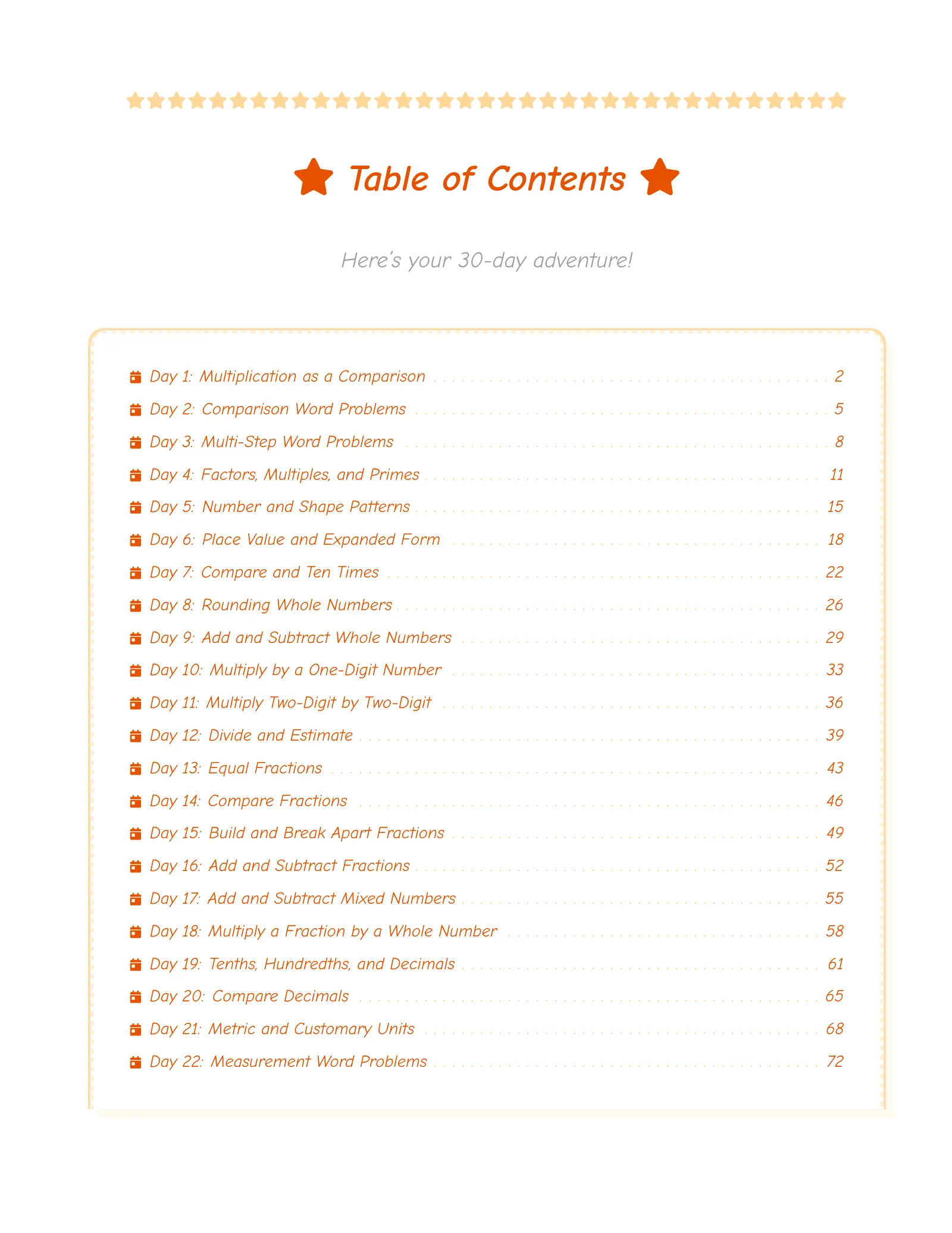 ViewMath book table of contents page