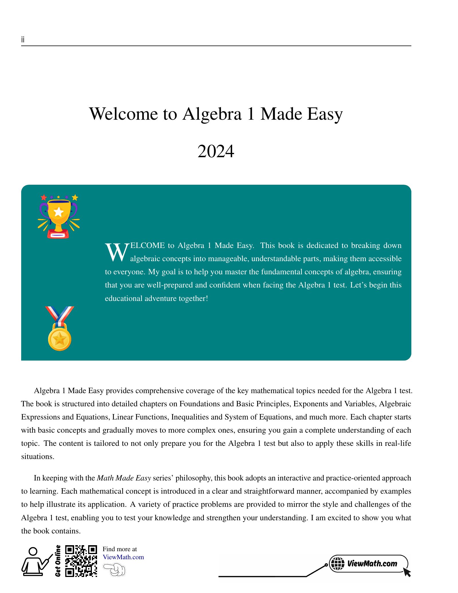 ViewMath book welcome and introduction page
