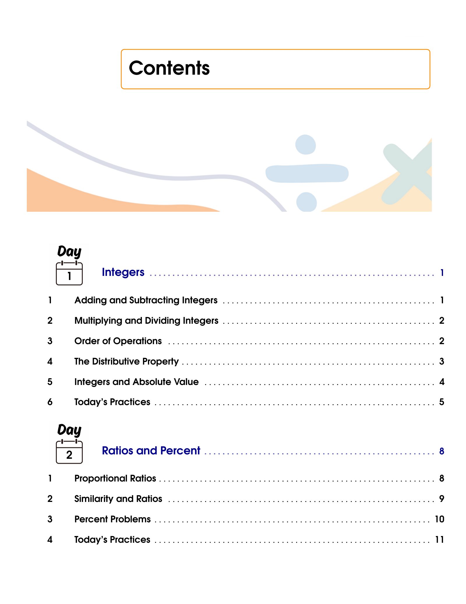 ViewMath book table of contents page