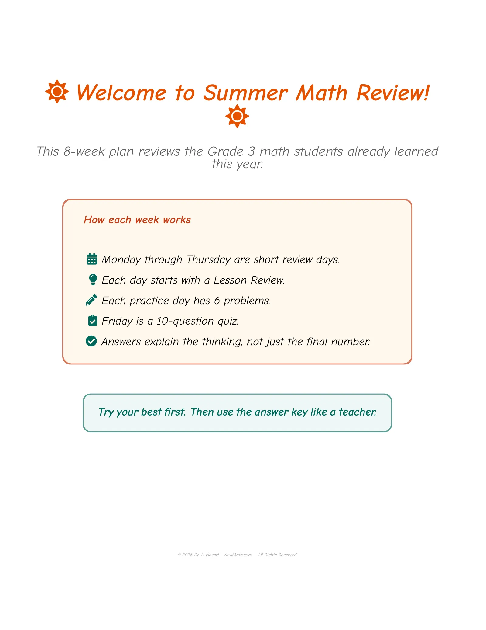ViewMath book welcome and introduction page